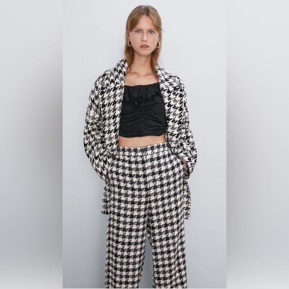 Zara Very High Waisted Houndstooth Pants Size M - Picture 5 of 13
